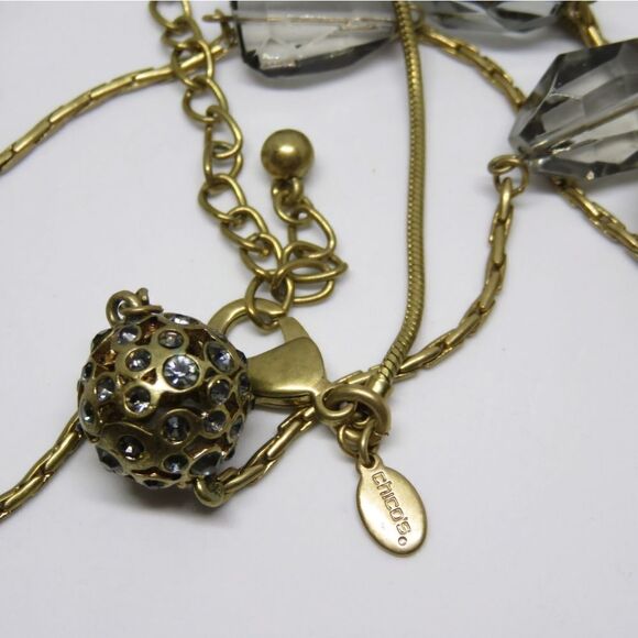 CHICO'S  SPARKLY GOLD ORBS AND LUCITE BEAD ON A GOLD CHAIN - Picture 3 of 3